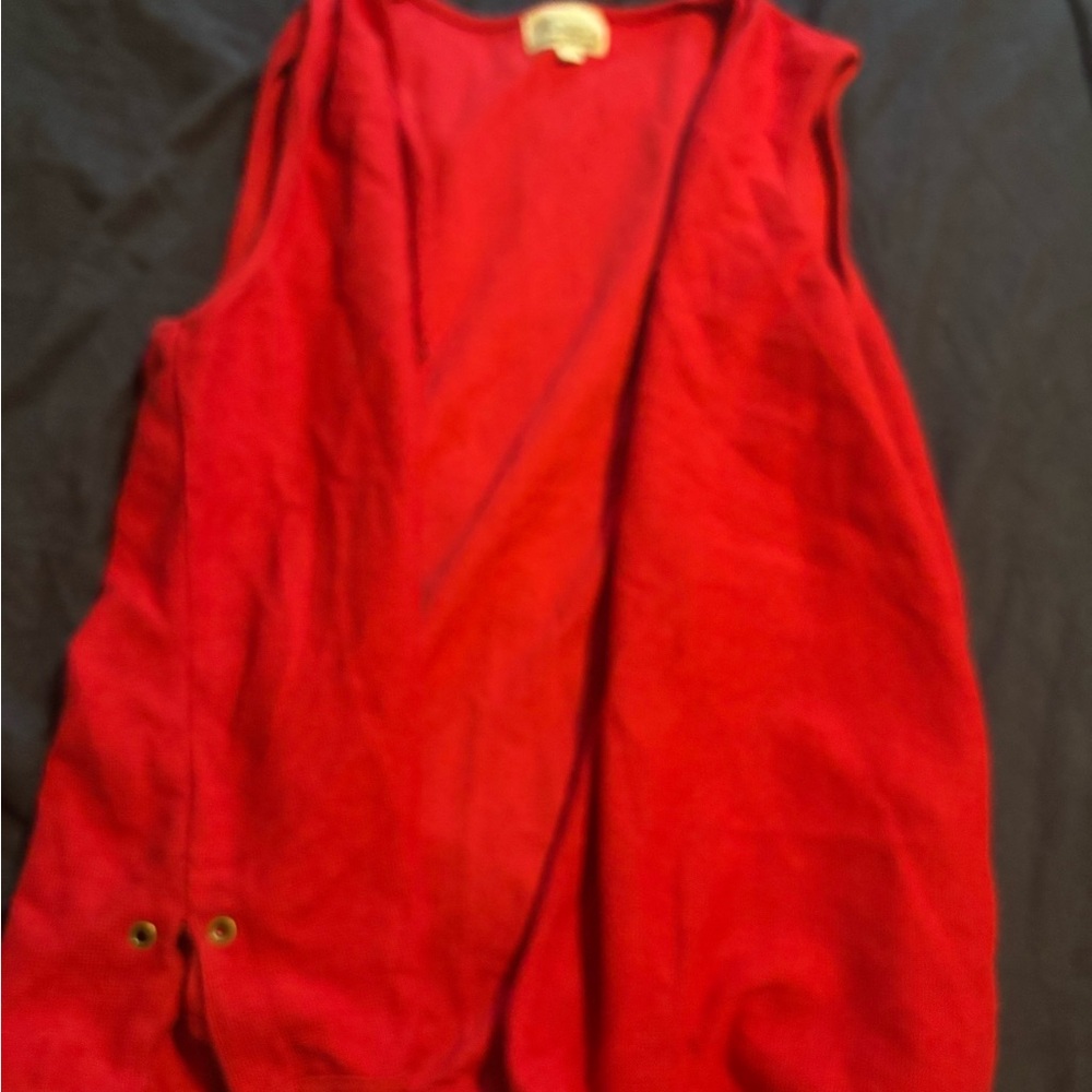 Red Sleeveless vest with Button Detail